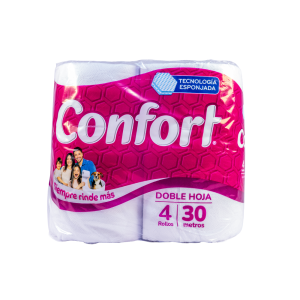 Papel Higienico 30mts. Doble Hoja Confort 4un.